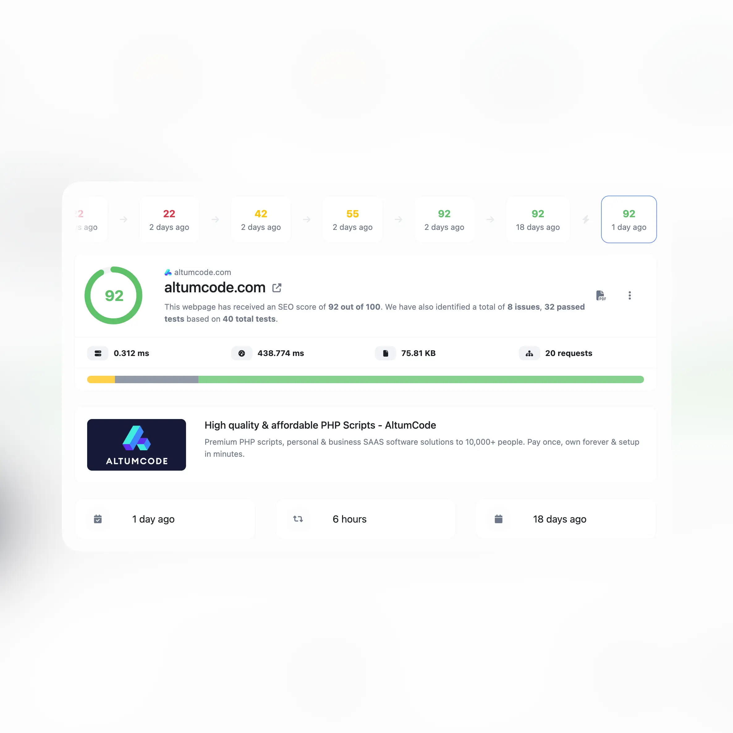 Screenshot der Audit-Verlaufsfunktion der App
