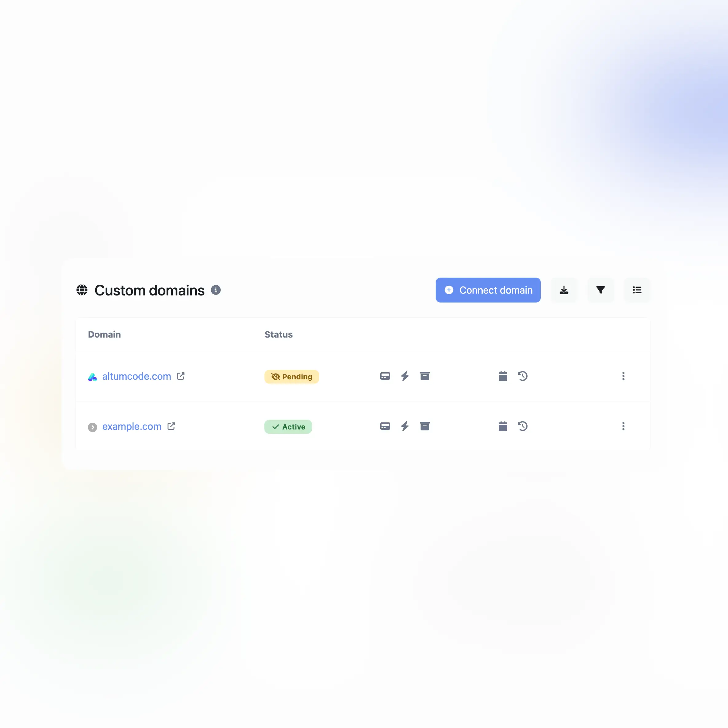 Screenshot der Funktion für benutzerdefinierte Domains bei Audits