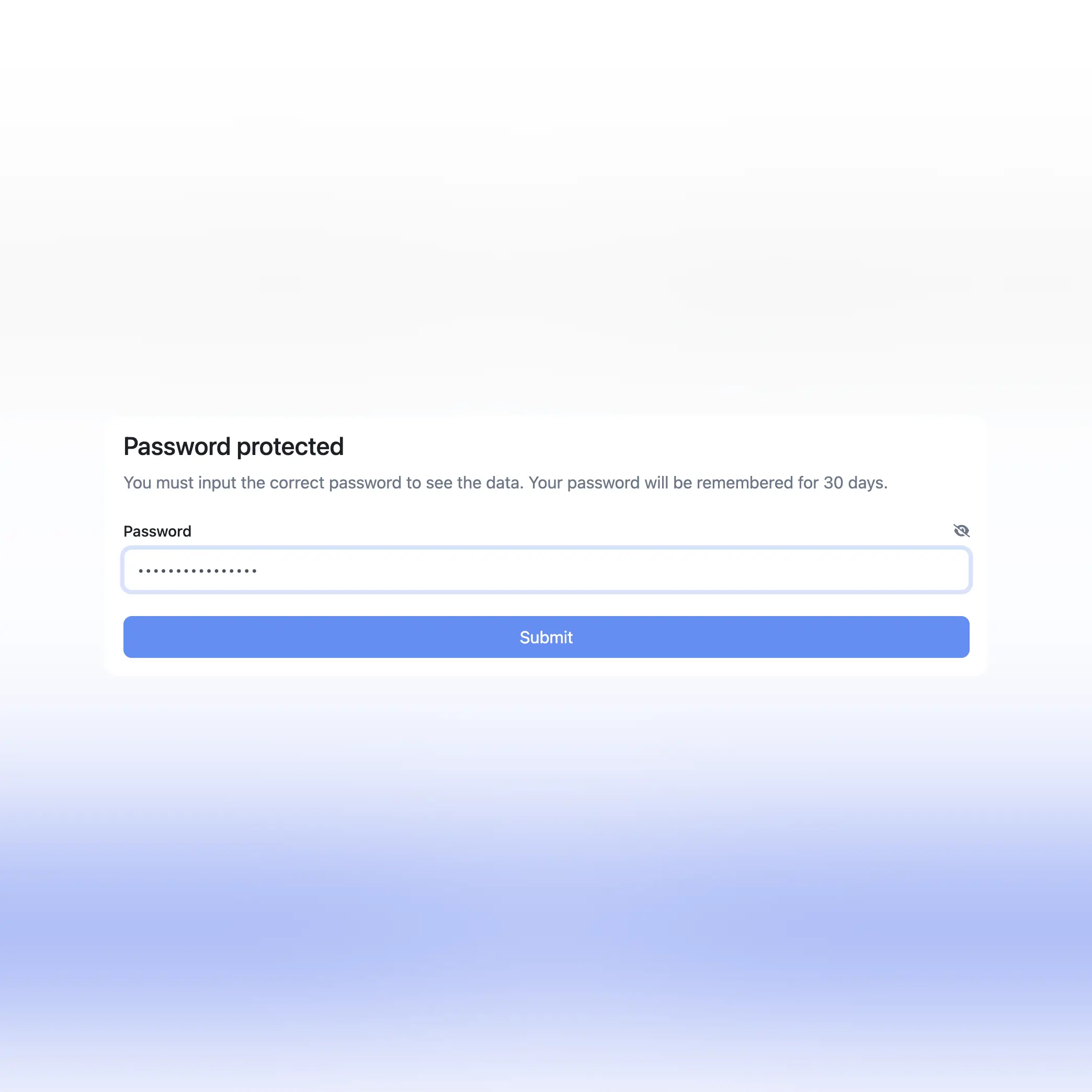 Screenshot der Funktion für passwortgeschützte Audit-Seiten